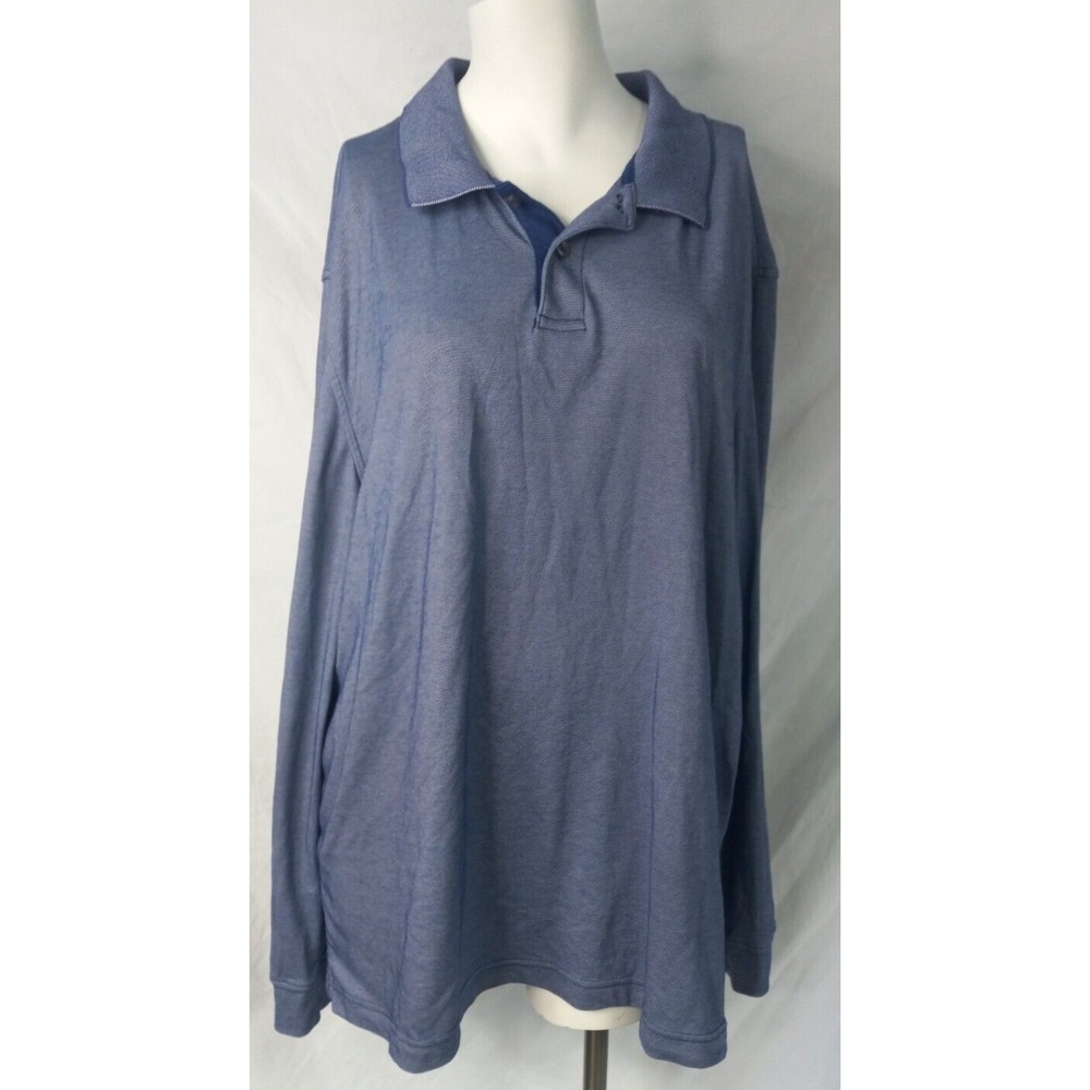 Tasso Elba XL polo blue purple cotton long sleeve men's casual shirt pull over